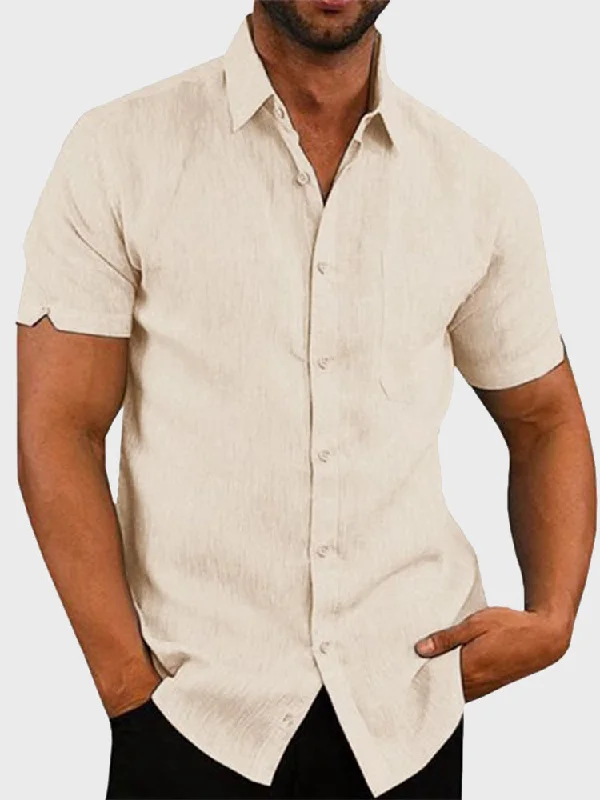 Sunny Vibes Short Sleeve Button Shirt Minimalist Men's Casual 