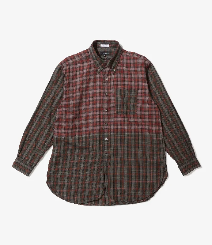 Engineered Garments 19 Century BD Shirt - Olive/Red Cotton Smoky Plaid Tough Men's Tactical