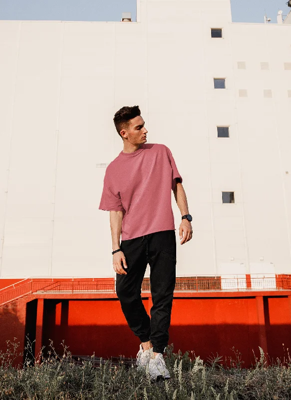 Basic Oversized T-shirts for Men: Coral Red Tailored