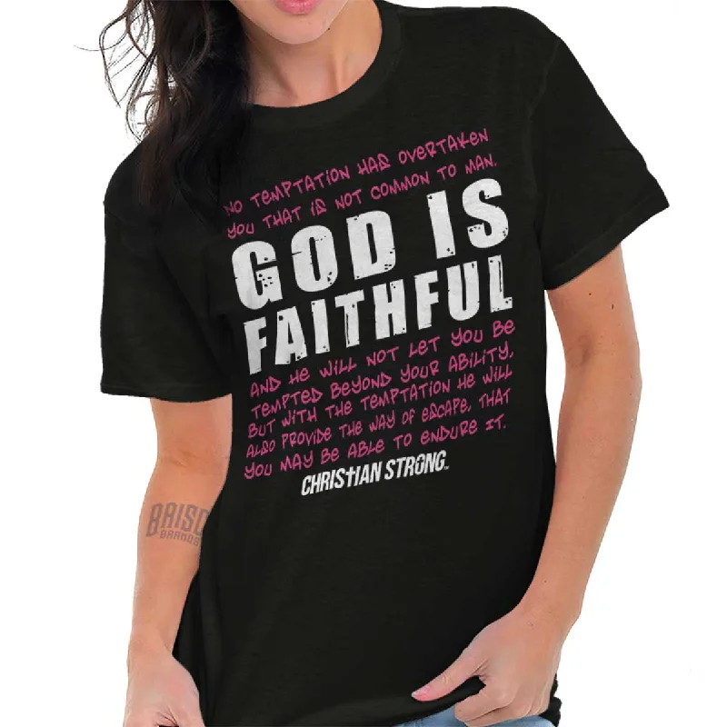 God is Faithful Chri T Shirt Confident Men's Power