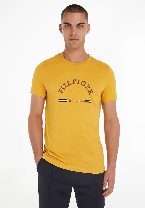 Tommy Hilfiger Logo Arch T-Shirt, City Yellow Polished Men's Satin