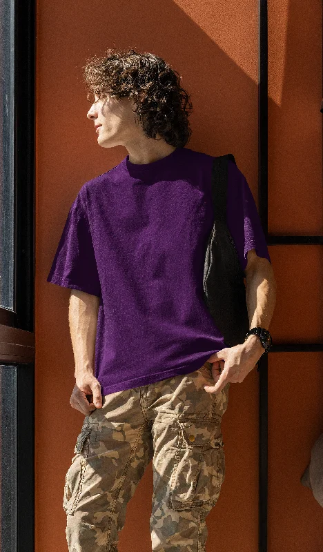 Basic Oversized T-shirt for Men: Purple Trendy Men's Oversized