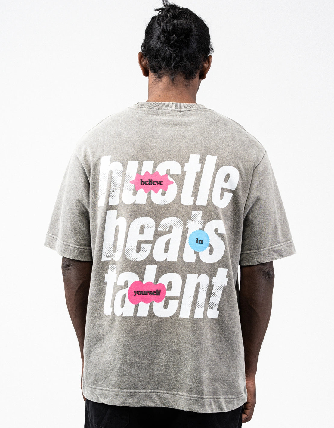 Hustle | Identity Is Everything | Oversized T-shirt | Grey Traditional Men's Country