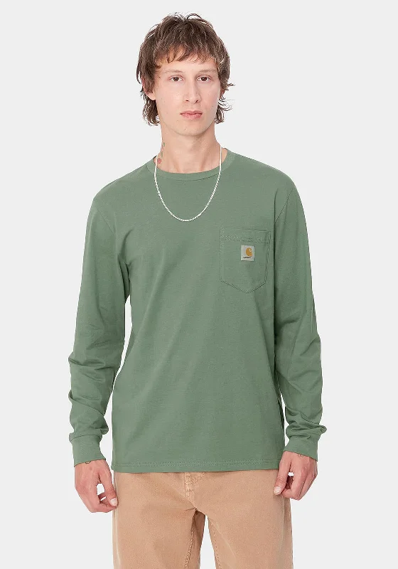 Carhartt WIP Pocket Crew Neck Long Sleeve T-Shirt, Duck Green Refined Men's Velvet