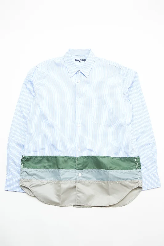 Comme des Garçons HOMME Cotton Stripe x Nylon Twill Shirt - Sax/White x Mix British Gentleman Style