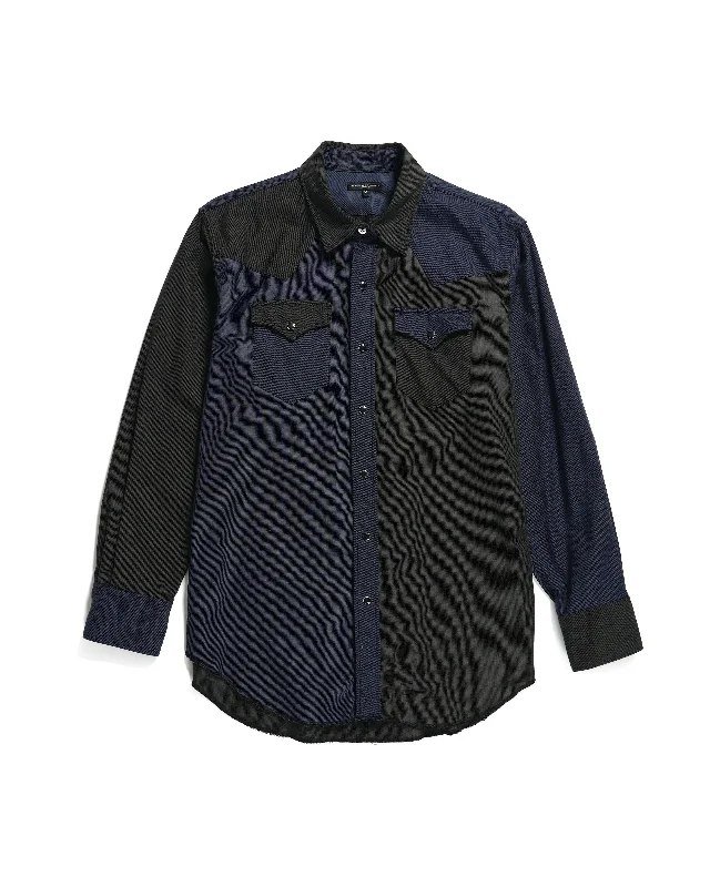 Engineered Garments Combo Western Shirt Cotton Oxford Twill- Navy Dapper Men's Bow