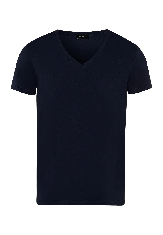 Cotton Superior Fitted V-Neck Cotton T-Shirt | Midnight Navy 73089-593 Bold Men's Statement