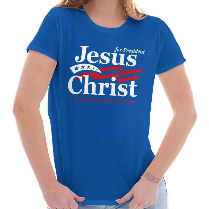 Jesus Christ President Ladies T Shirt Tough Men's Military