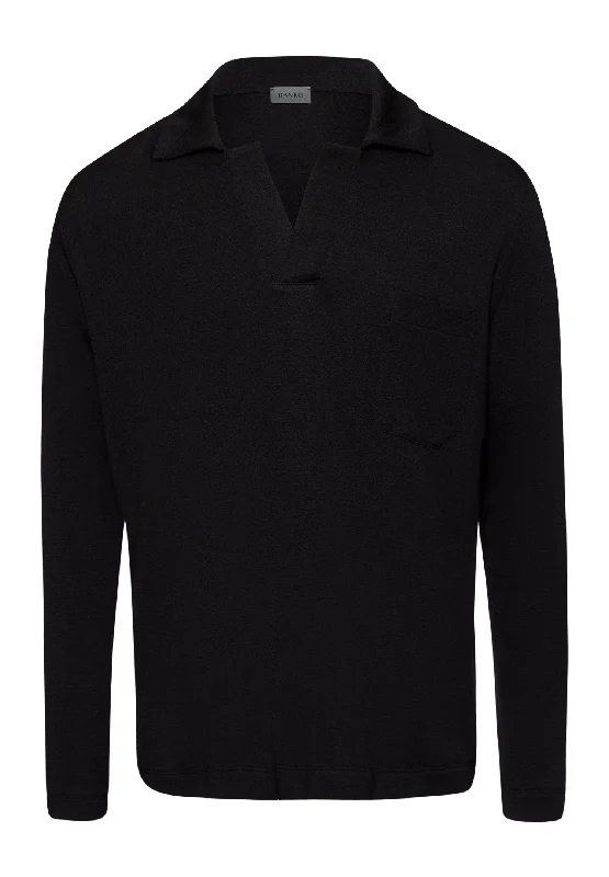 Christian Wool Blend Collared Pullover | Black 75920-018 Rugged Men's Outdoor 