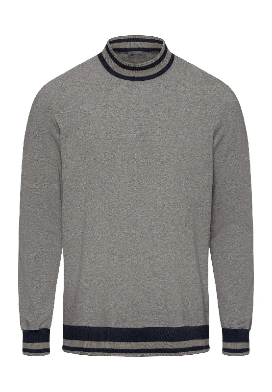 Natural Living High Neck Cotton Pullover | Slate Melange 75940-2892 Trendy Men's Bucket